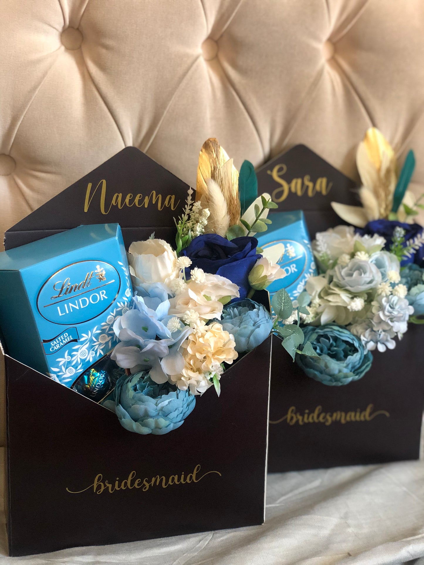 Envelope with flowers and chocolate