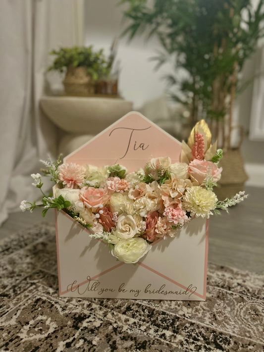 Pink and white envelope with flowers ONLY